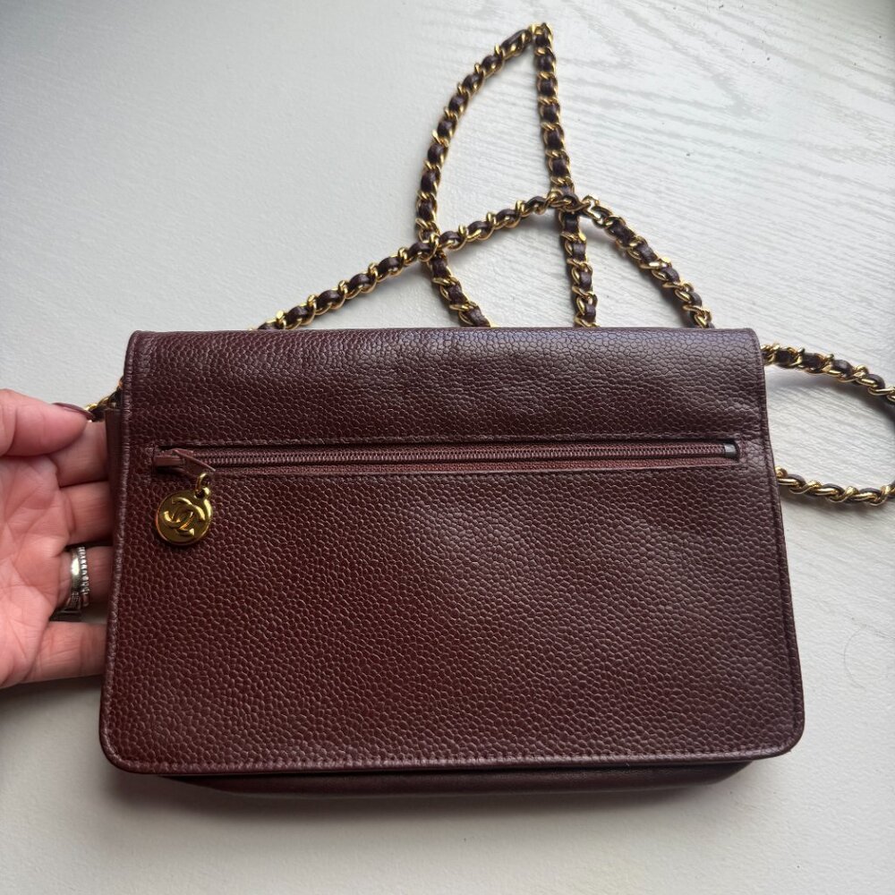 CHANEL Caviar 24K Gold plated Vintage Timeless CC crossbody bag - Classic Brown - Picture 9 of 12
